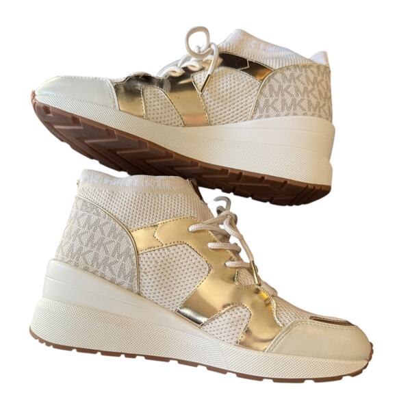 Michael Kors White Markie Wedge Heel Bootie Sneakers Size 9 - Picture 7 of 8
